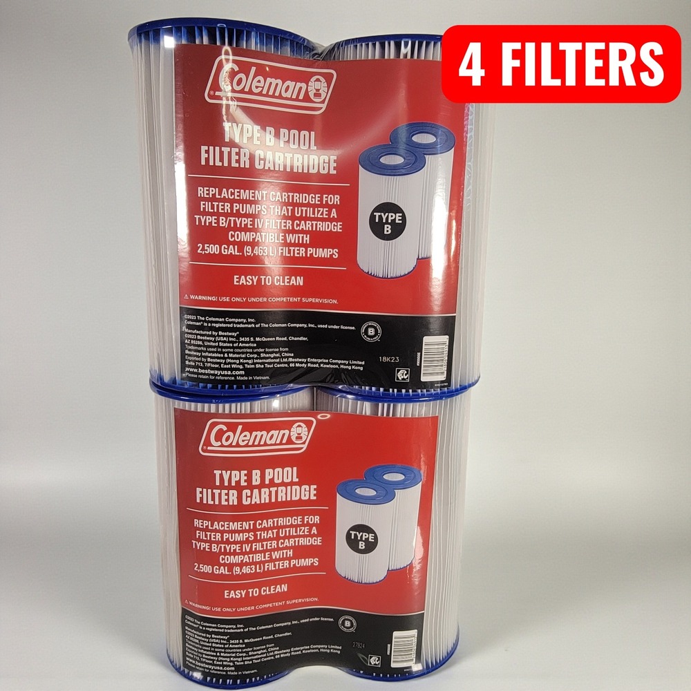 COLEMAN 4 Type IV Type B Pool Filters Pump Replacement Cartridges  (TWO 2 packs)